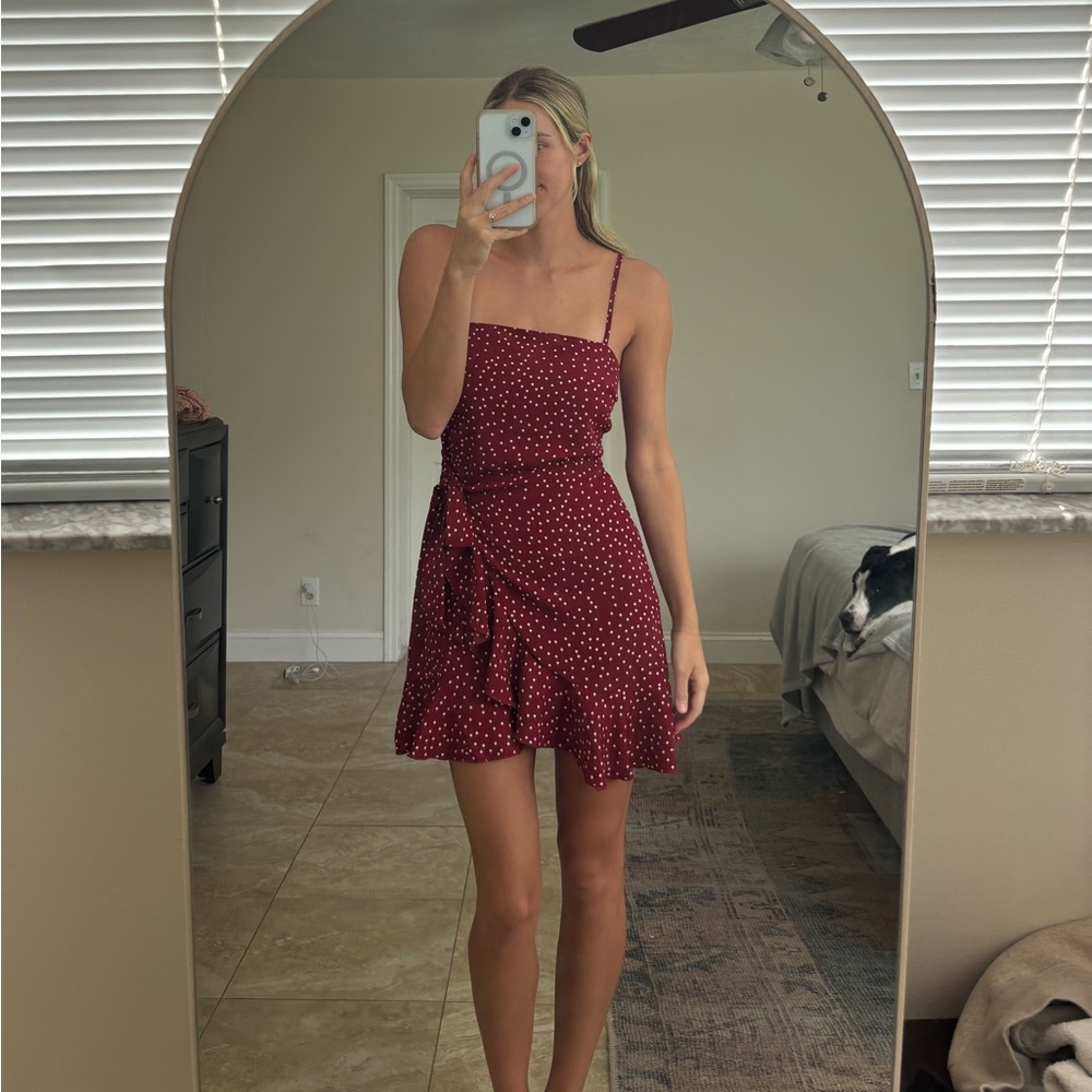 Princess Polly red polka dot mini dress